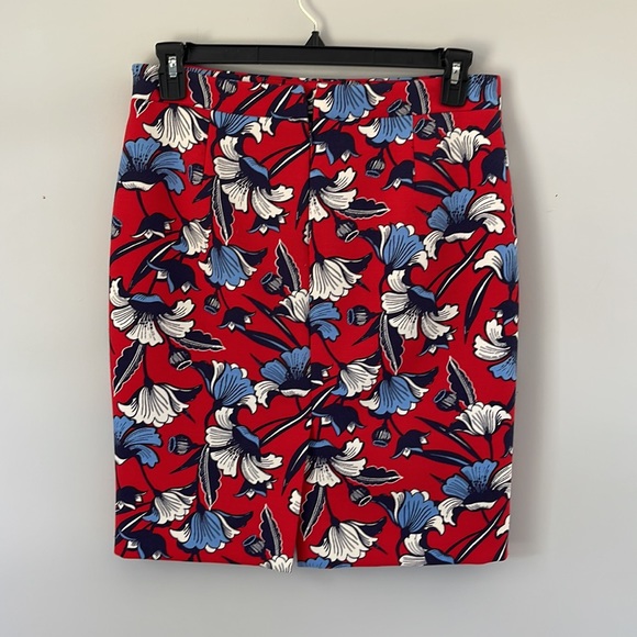 J. Crew Factory Floral Print Pencil Skirt - Red/Navy - size 8 - Picture 3 of 7